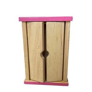 Doll House Wooden Wardrobe with Pink Accents 1:12 Scale